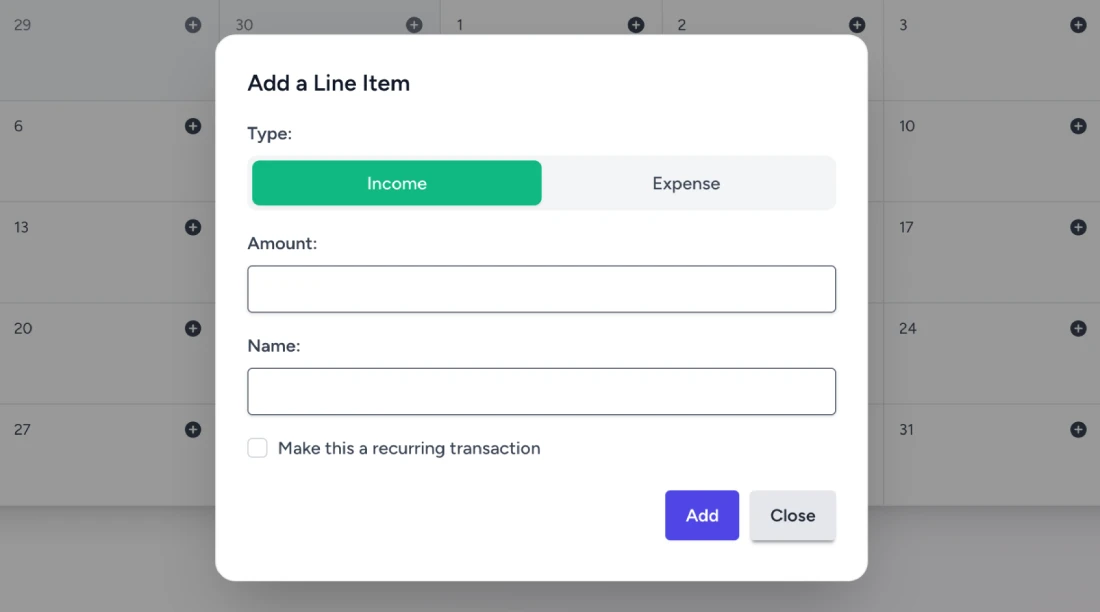 Add Transactions - Light Mode